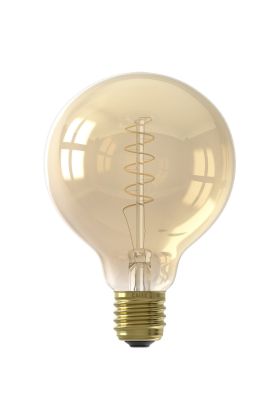 1001002100 8712879156765 Calex Globe G95 Goud Flex Filament 220-240V 5.5W 470lm 2100K E27 Dimbaar met LED dimmer