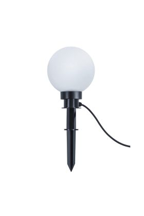 Trio Bolo R57042001 wit bolvormige terraslamp van 20cm met zwarte grondspies en snoer