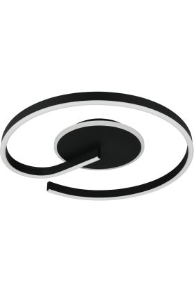 Reality Calle zwarte cirkelvormige plafonnière met een diameter van 50 cm en LED rond de plafondplaat en in de ring