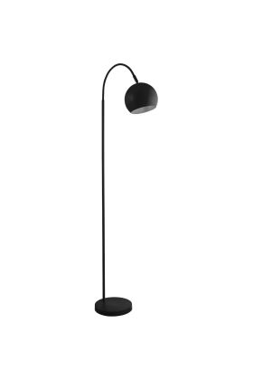 Searchlight Calumn zwarte leeslamp van 143cm hoog met zwarte ronde kap van metaal