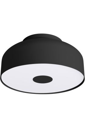 Sollux Omiq zwarte plafonnière met een diameter van 30 cm en een hoogte van 15 cm van metaal met een kunststof blender