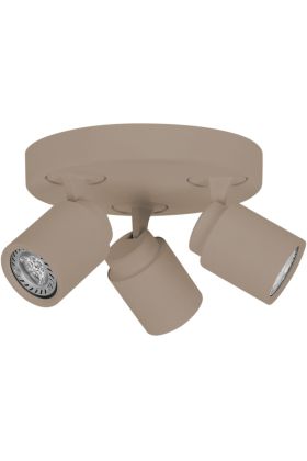 Freelight Razza PL1503C creme kleurige spot met ronde plafondplaat en drie spots