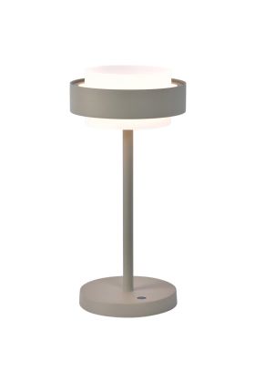 Freelight Puleggia olijf groene tafellamp van 36,5 cm hoog met geïntegreerde LED voor licht rondom met dimmer op de voet