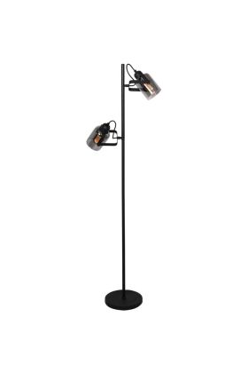 Freelight Fumoso S2102Z zwarte vloerlamp met rookglas