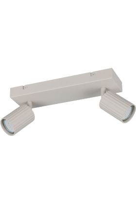 Trio Soka 867700276 warmgrijze plafondspot met twee geribbelde cilindervormige spotjes met GU10 lampje