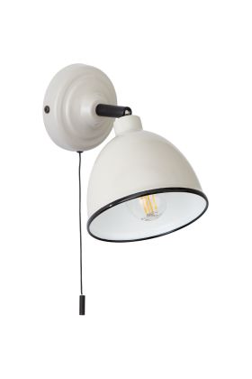 Brilliant Telio 97002/22 taupe kleurig wandspotje van metaal met zwarte rand en trekschakelaaar