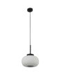 Searchlight Lumina 10272-1BK zwarte hanglamp met kap van opaal geribbeld glas
