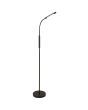 Searchlight Plume 10430BK zwarte oplaadbare vloerlamp met flexibele hals, buisvormige kop met led paneel en touchdimmer op de kop