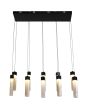 Searchlight Moonbeam 10879-10BK brandende marmerkleurige hanglamp met rechthoekige plafondplaat en twee rijen van vijf pendels met rechthoekige marmerkleurige kappen