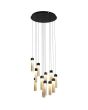 Searchlight Moonbeam 10879-13BK brandende hanglamp met zwarte ronde plafondplaat en dertien pendels met elk een rechthoekig marmerkleurig resin kapje