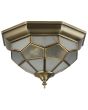 Searchlight Pisa 1243-12 antiek bronzen plafonniere met mat glazen ruitjes