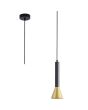 Searchlight Signal 13611-1BGO hanglamp met zwart plafondplaatje en een zwart buisvormige kap met een goudkleurig kegelvormig uiteinde