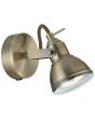 Searchlight Focus 1541AB antiek brons kleurige wandspot met metalen kapje, schakelaar en brandend GU10 lampje