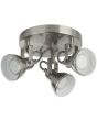 Searchlight Focus 1543SS staal kleurige plafondspot met drie klassiek ogende metalen spots met GU10 lampje