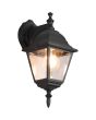Trio Livenza 205767132 brandende zwarte klassieke wandlamp voor buiten met hangende lantaarn en vier glazen ruitjes