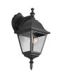 Trio Livenza 205767132 zwarte klassieke wandlamp voor buiten met hangende lantaarn en vier glazen ruitjes
