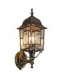 Trio Volturno 205960128 brandende zwart gouden klassieke buiten wandlamp met staande lantaarn