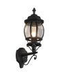 Trio Elvo 206967132 brandende mat zwarte klassieke buitenlamp met staande lantaarn en acht bolle heldere glaasjes