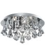 Searchlight Hanna 2204-4CC brandende chromen plafondlamp voor de badkamer met hangende kegelvormige kristallen