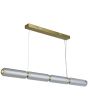 Searchlight Mod 26254SB messing kleurige hanglamp met LED buis en in vier delen verdeelde buisvormige helder glazen kap
