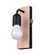 Trio Arturo 284470132 zwarte wandlamp voor de badkamer met houten wandplaatje en een vrij hangend peertje