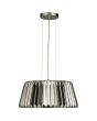 Searchlight Tiara 2895-5SM staalkleurige hanglamp met ronde kap van rookglazen staven