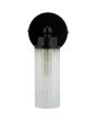 Searchlight Imperial 29981BK badkamerlamp met hangende ribbelglazen kap en zwart wandplaatje
