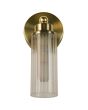 Searchlight Imperial 29981SB badkamerlamp met hangende ribbelglazen kap en mat messing wandplaatje