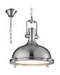 Trio Boston 301800107 klassieke staalkleurige hanglamp aan een ketting met glazen plaat