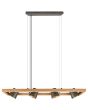 Trio Bell 301900467 antiek stalen hanglamp met houten frame voor vier antiek stalen spots met goudkleurige binnenzijde