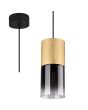Trio Robin 310600154 hanglamp met cilindervormige kap waarvan de onderzijde van rookglas en de bovenzijde mat messing kleurig