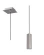 Trio Marley 312400107 staal kleurige hanglamp met vierkant plafondplaatje en cilindervormige kap voor een GU10 fitting