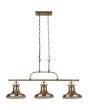 Searchlight Dallas 3193-3AB antiek brons kleurige hanglamp met drie bel vormige metalen kappen aan een stang