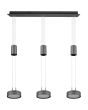 Trio Franklin 326510342 antraciet grijze hanglamp met drie trekpendels  en drie schijfvormige kappen met LED paneel