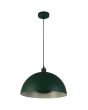 Searchlight Mars 35411GR groene hanglamp van 40cm met half ronde kap en half ronde schijf in de lamp voor indirect licht