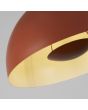 Hanglamp Mars 35411OR detailfoto van de binnenzijde van de kap van de oranje hanglamp van 40cm met half ronde kap en half ronde schijf in de lamp voor indirect licht