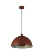Hanglamp Mars 35411OR oranje hanglamp van 40cm met half ronde kap en half ronde schijf in de lamp voor indirect licht