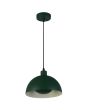 Searchlight Mars 35410GR groene hanglamp van 25cm met half ronde kap en half ronde schijf in de lamp voor indirect licht