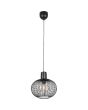 Trio Gila 365790132 brandende zwarte hanglamp met zwarte plafondkap en bolvormige kap van metalen latjes