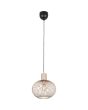 Trio Gila 365790166 brandende zandkleurige hanglamp met zwarte plafondkap en bolvormige kap van metalen latjes