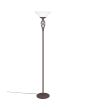 Uplighter Rustica 401000224 klassieke roestbruine uplighter met witte glazen schaal