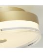 Searchlight Cyprus 42651-30GO detailfoto van het glas van de goud kleurige plafonnière met mat glazen lichtunit met helder glas eronder