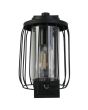 Searchlight Reed 44610BK-PIR zwarte buitenlamp met glazen kap en metalen draadstalen kap eromheen en met bewegingsmelder