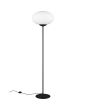Trio Fomento 463100132 mat zwarte vloerlamp met wit ovaalvormig glazen kap