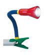 Trio Flexo 5028010-17 brandende kleurrijke klemspot met flexibele blauwe arm, groene klem, rode kap en gele details