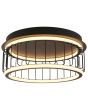 Searchlight Circolo 54215-1BK brandende zwarte plafondlamp met een diameter van 40cm met twee LED ringen boven elkaar en zwarte spijlen ertussen
