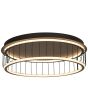 Searchlight Circolo 54216-1BK brandende zwarte plafondlamp met een diameter van 60cm met twee LED ringen boven elkaar en zwarte spijlen ertussen