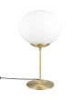 Trio Fomento 563100108 mat messing tafellamp met wit ovaal glazen kap