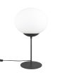 Trio Fomento 563100132 zwarte tafellamp met wit ovaalvormig glazen kap