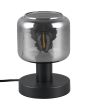 Trio Mataro 564100132 zwarte tafellamp met ronde verchroomd glazen kap